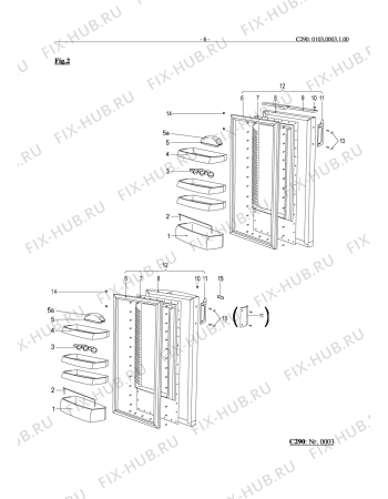 Взрыв-схема холодильника Elektro Helios KC2840 - Схема узла Door 003